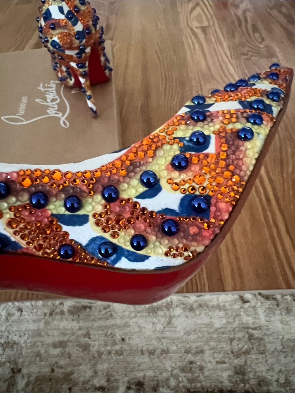 Christian Louboutin Miss Z Gaagal Sphere 100 Crystal Beaded Pumps EU 38 / US 8 - Picture 10 of 11